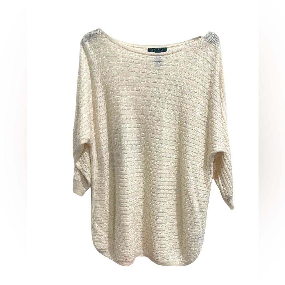 Ralph Lauren Boatneck Cable Knit Cream Sweater Size L